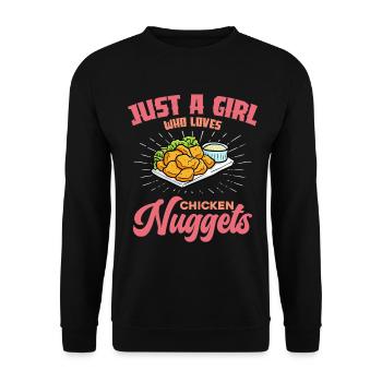 Girl Loves Chicken Nuggets - Unisex Sweatshirt - black - Front - Alina (178cm) & Michal (187cm)