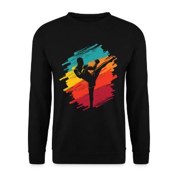 Muay Thai Kickboxer Retro Martial Arts Kickboxing - Unisex Pullover - Schwarz - Vorne - Alina (178cm) & Michal (187cm)