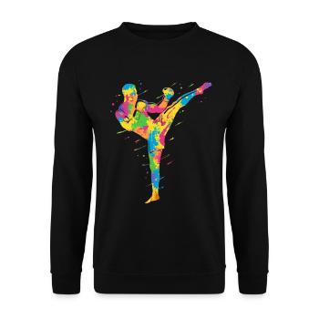 Muay Thai Colorful Martial Arts Kickboxer Kickboxing - Unisex Sweatshirt - black - Front - Alina (178cm) & Michal (187cm)
