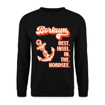 North Sea BORKUM BEST ISLAND IN THE NORTH SEA Funny - Unisex Sweatshirt - black - Front - Alina (178cm) & Michal (187cm)