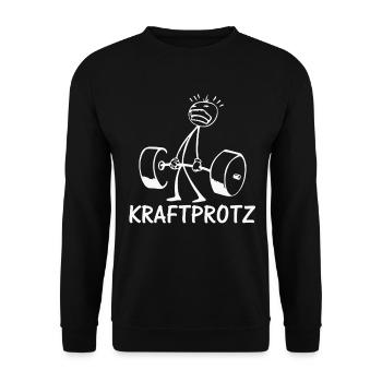 Strichmännchen KRAFTPROTZ Lustiges - Unisex Pullover - Schwarz - Vorne - Alina (178cm) & Michal (187cm)