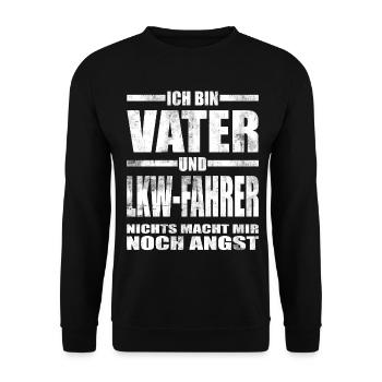 Vater und LKW-Fahrer Lustiger Spruch Papa Vatertag - Unisex Pullover - Schwarz - Vorne - Alina (178cm) & Michal (187cm)