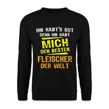 Butcher Gift - Unisex Sweatshirt - black - Front - Alina (178cm) & Michal (187cm)