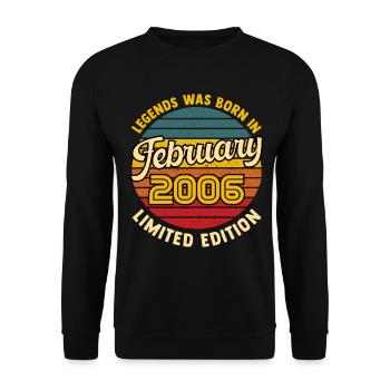 Legend Born In February 2006 20 Years Anniversary - Unisex Sweatshirt - black - Front - Alina (178cm) & Michal (187cm)