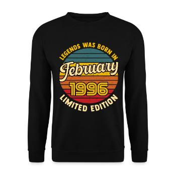 Légende Née en Février 1996 Anniversaire 30 ans  - Sweat-shirt Unisexe - noir - Devant - Alina (178cm) & Michal (187cm)