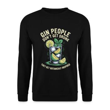 Gin People Dont Get Drunk Botanicaly Inspired - Unisex Pullover - Schwarz - Vorne - Alina (178cm) & Michal (187cm)