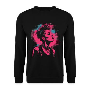 Portrait Pop Art punk dans le style de rue - Sweat-shirt Unisexe - noir - Devant - Alina (178cm) & Michal (187cm)