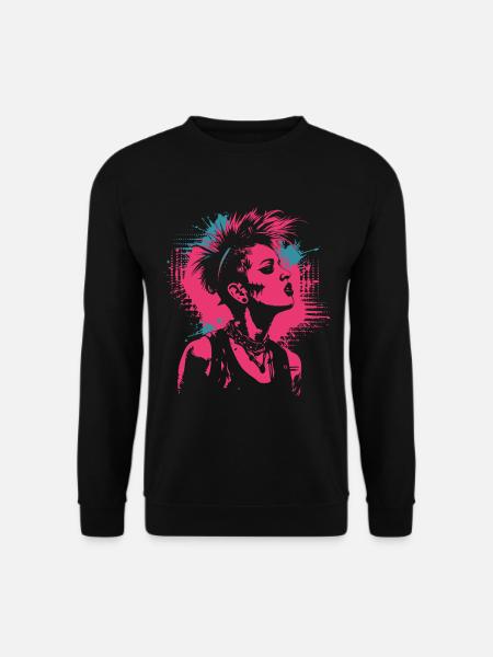 Punk Pop-Art Porträt im Streetstyle - Unisex Pullover - Schwarz