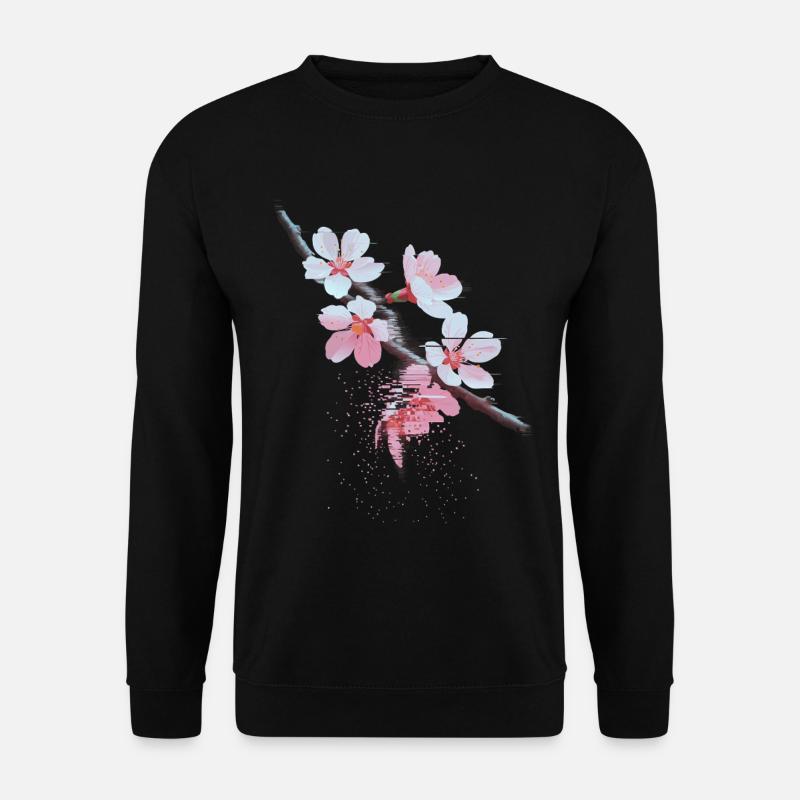 Kirschblüten Glitch Art Zweig - Unisex Pullover - Schwarz