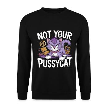 Rebellious cat with punk attitude - Unisex Sweatshirt - black - Front - Alina (178cm) & Michal (187cm)