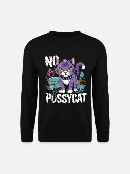 Rebellious Cat No Pussycat Design - Unisex Sweatshirt - black