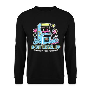8-Bit LEVEL Arcade Retro Gaming Community - Unisex Sweatshirt - black - Front - Alina (178cm) & Michal (187cm)