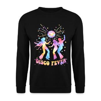 DISCO FEVER Party 70er Jahre Tanz Watercolor - Unisex Pullover - Schwarz - Vorne - Alina (178cm) & Michal (187cm)