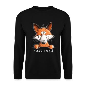 Drôle de Fox Bonjour le Diable de Dessin Animé - Sweat-shirt Unisexe - noir - Devant - Alina (178cm) & Michal (187cm)