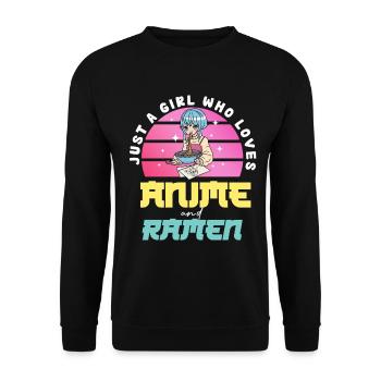 Anime Love Girl Mange du Ramen - Sweat-shirt Unisexe - noir - Devant - Alina (178cm) & Michal (187cm)