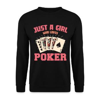 Nur ein Mädchen Pokerkarten - Unisex Pullover - Schwarz - Vorne - Alina (178cm) & Michal (187cm)