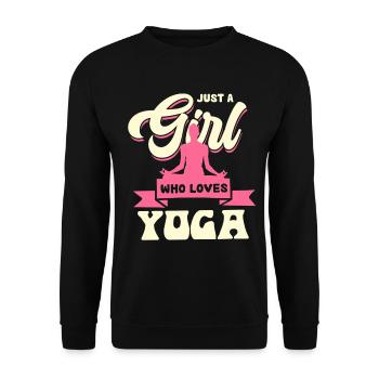 Mädchen mit Yoga-Leidenschaft - Unisex Pullover - Schwarz - Vorne - Alina (178cm) & Michal (187cm)