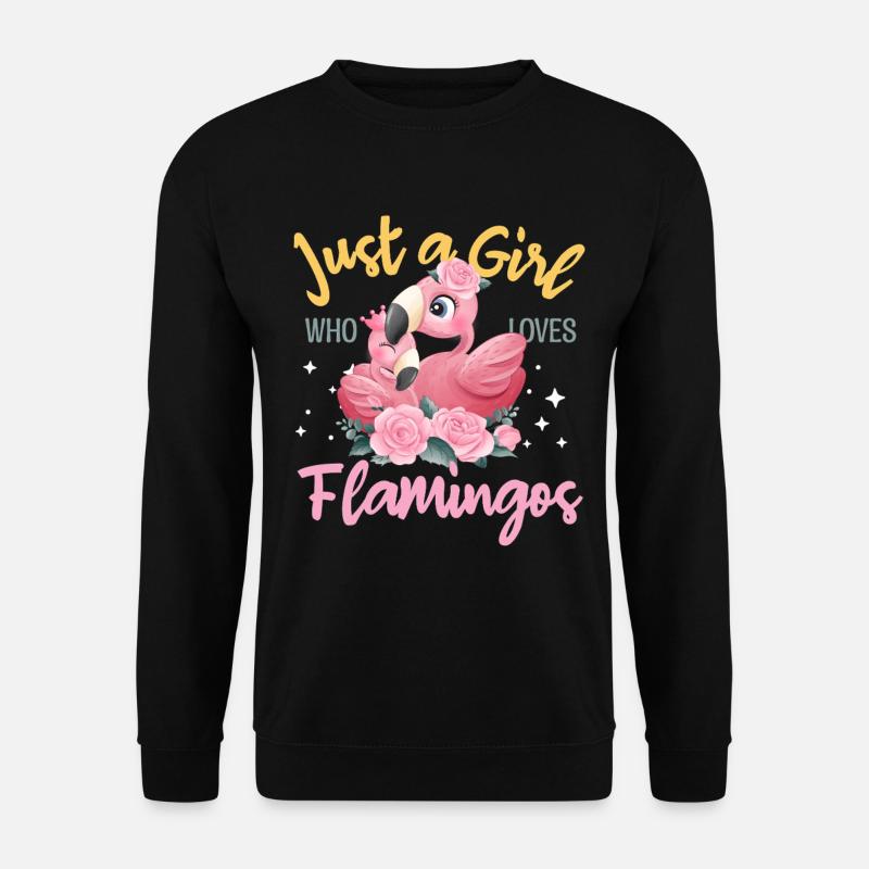 Nur ein Mädchen liebt Flamingos - Unisex Pullover - Schwarz