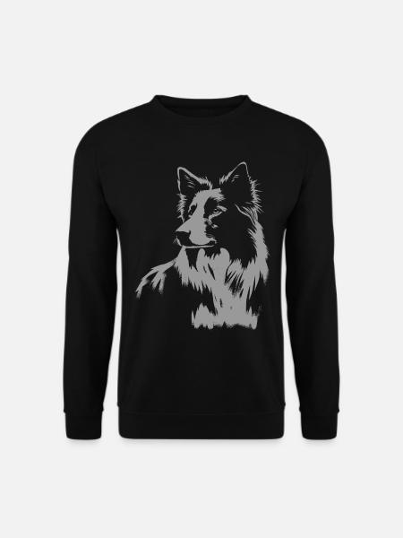 Border Collie Portrait – Kraftvolles Hundemotiv - Unisex Pullover - Schwarz