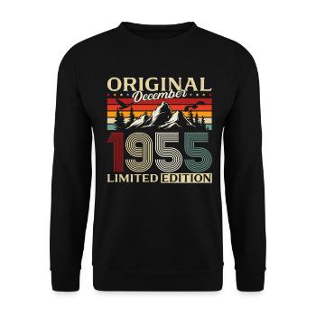 70th Birthday Original December Born 1955 - Unisex Sweatshirt - black - Front - Alina (178cm) & Michal (187cm)