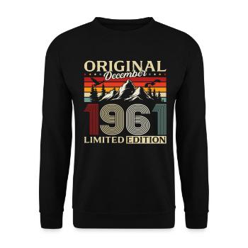 64e anniversaire Original décembre Né en 1961 - Sweat-shirt Unisexe - noir - Devant - Alina (178cm) & Michal (187cm)
