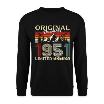 74th Birthday Original December Born 1951 - Unisex Sweatshirt - black - Front - Alina (178cm) & Michal (187cm)