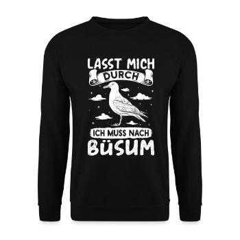 Vacances à la mer du Nord LET ME THROUGH DOIT ALLER À BÜSUM - Sweat-shirt Unisexe - noir - Devant - Alina (178cm) & Michal (187cm)