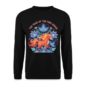 L’année de la célébration du Cheval de Feu - Sweat-shirt Unisexe - noir - Devant - Alina (178cm) & Michal (187cm)