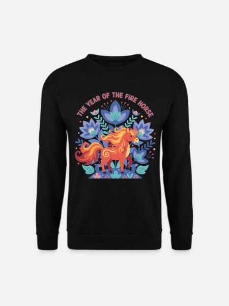 Die Feier des Jahres des Feuerpferdes - Unisex Pullover - Schwarz