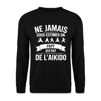Jamais Sous-Estimer un Papy qui Fait de l’Aïkido - Sweat-shirt Unisexe - noir - Devant - Alina (178cm) & Michal (187cm)