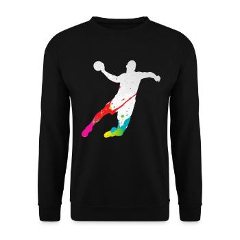 Handball Handball Player Colorful Dad Handball Player - Unisex Sweatshirt - black - Front - Alina (178cm) & Michal (187cm)