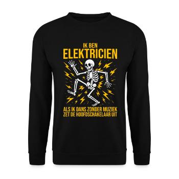 Elektriker, ich bin Elektriker. Lustig. - Unisex Pullover - Schwarz - Vorne - Alina (178cm) & Michal (187cm)