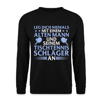 Table tennis Old man with table tennis racket - Unisex Sweatshirt - black - Front - Alina (178cm) & Michal (187cm)