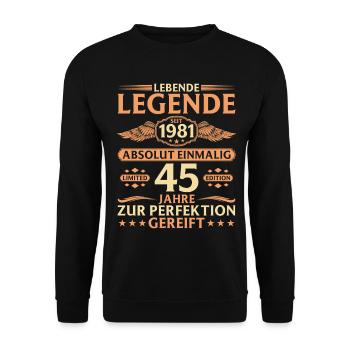 45e anniversaire Absolument unique Né en 1981 - Sweat-shirt Unisexe - noir - Devant - Alina (178cm) & Michal (187cm)