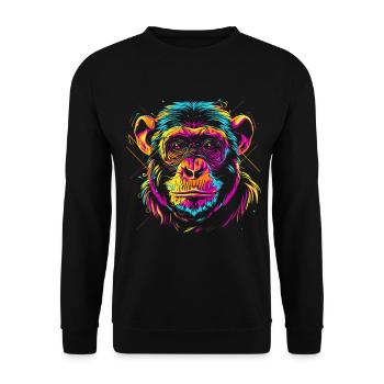 Tête de singe néon dans le style pop art - Sweat-shirt Unisexe - noir - Devant - Alina (178cm) & Michal (187cm)