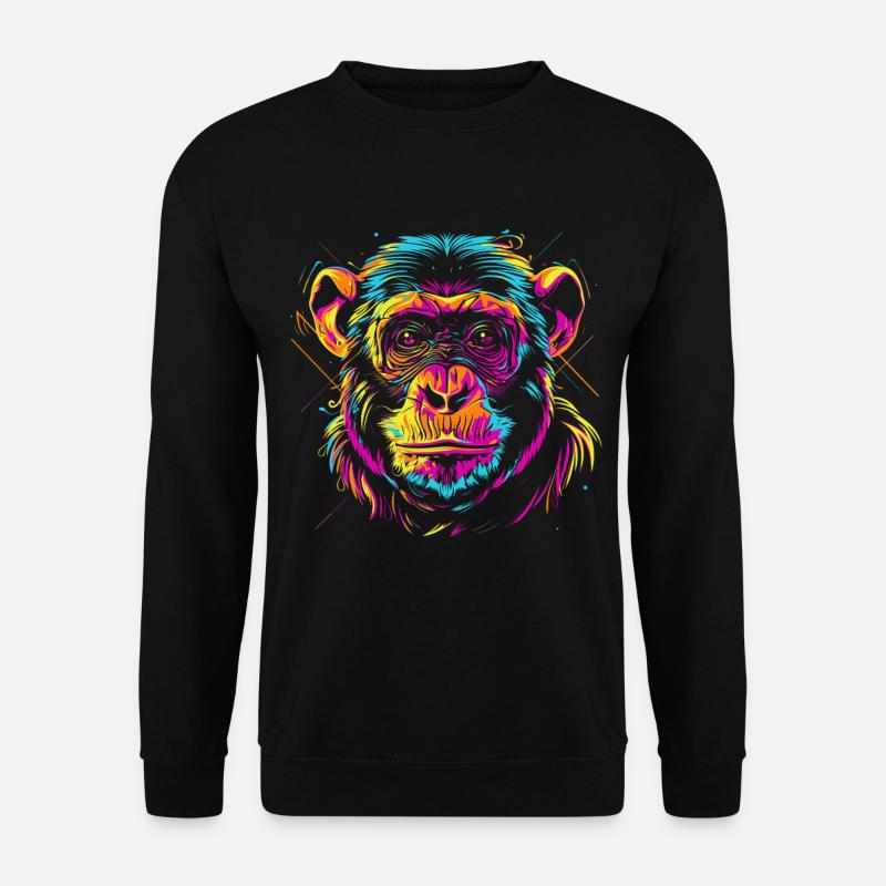 Neon Affenkopf im Pop-Art Stil - Unisex Pullover - Schwarz