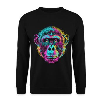 Chimpanzé coloré dans un style artistique néon - Sweat-shirt Unisexe - noir - Devant - Alina (178cm) & Michal (187cm)