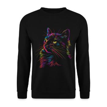 Colorful cat art in sketch style - Unisex Sweatshirt - black - Front - Alina (178cm) & Michal (187cm)