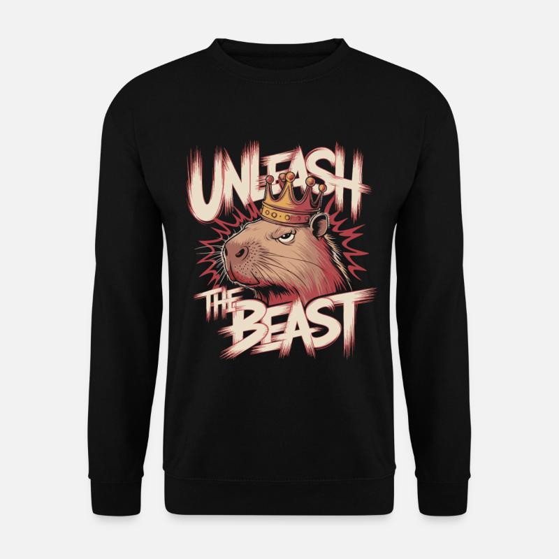 Capybara King Unleash the Beast Design - Unisex Sweatshirt - black