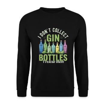 Gin I Dont Collect Gin Bottles I Rescue Them - Unisex Pullover - Schwarz - Vorne - Alina (178cm) & Michal (187cm)