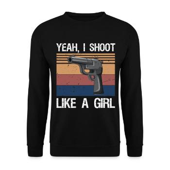 Yeah I Shoot Like A Girl - Unisex Pullover - Schwarz - Vorne - Alina (178cm) & Michal (187cm)