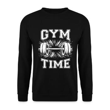 TEMPS À LA SALLE DE SPORT | Sports & Fitness | Résolutions du Nouvel An 2026 - Sweat-shirt Unisexe - noir - Devant - Alina (178cm) & Michal (187cm)