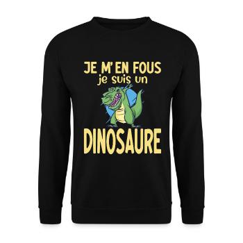 Je m’en fous je suis un dinosaure Humour - Sweat-shirt Unisexe - noir - Devant - Alina (178cm) & Michal (187cm)