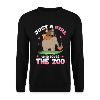 Girl Loves the Zoo – Parade des animaux colorés - Sweat-shirt Unisexe - noir - Devant - Alina (178cm) & Michal (187cm)