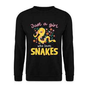 Nur ein Mädchen liebt Schlangen - Unisex Pullover - Schwarz - Vorne - Alina (178cm) & Michal (187cm)