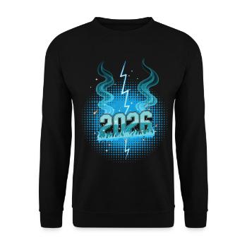 Silvester-Feuerwerksfeier 2026 - Unisex Pullover - Schwarz - Vorne - Alina (178cm) & Michal (187cm)