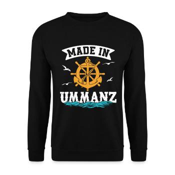 Ostsee Urlaub MADE IN UMMANZ Lustiges - Unisex Pullover - Schwarz - Vorne - Alina (178cm) & Michal (187cm)