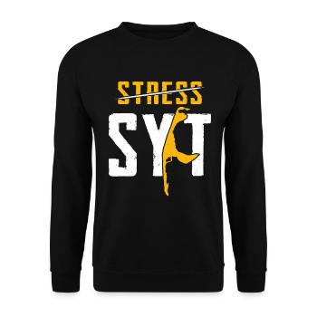 Sylter STRESS SYLT Nordsee Urlaub Lustiges - Unisex Pullover - Schwarz - Vorne - Alina (178cm) & Michal (187cm)