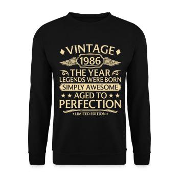 40th Birthday Vintage Vintage 1986 Born - Unisex Sweatshirt - black - Front - Alina (178cm) & Michal (187cm)