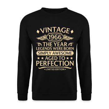 60e anniversaire Millésime Année 1966 Naissance - Sweat-shirt Unisexe - noir - Devant - Alina (178cm) & Michal (187cm)